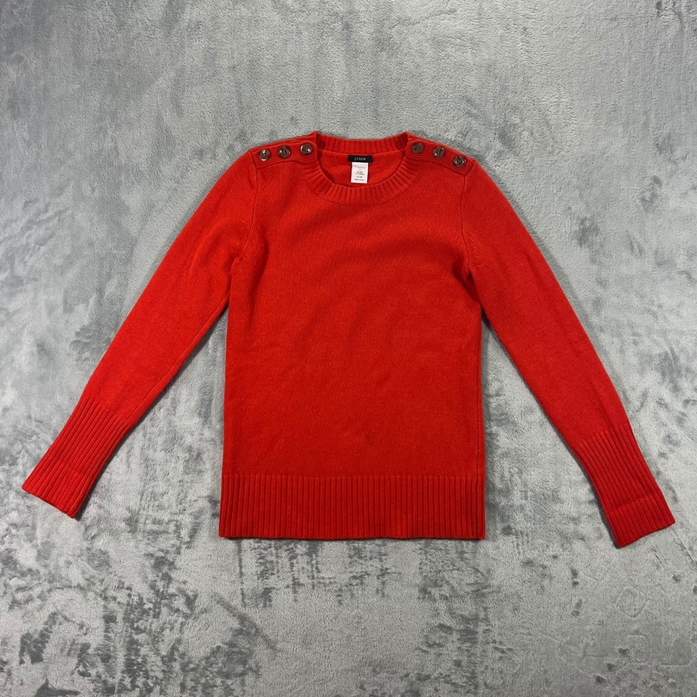 J.CREW Sweater Women XS Wool Cashmere Shoulder Button 32805 Cozy Casual